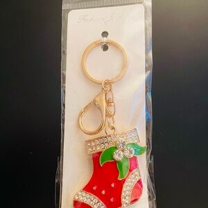 Fashion Jewelry Festive Red and Gold Stocking Key Holder